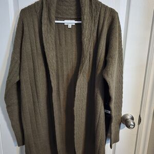 Lucky Brand Olive Open Front Cardigan